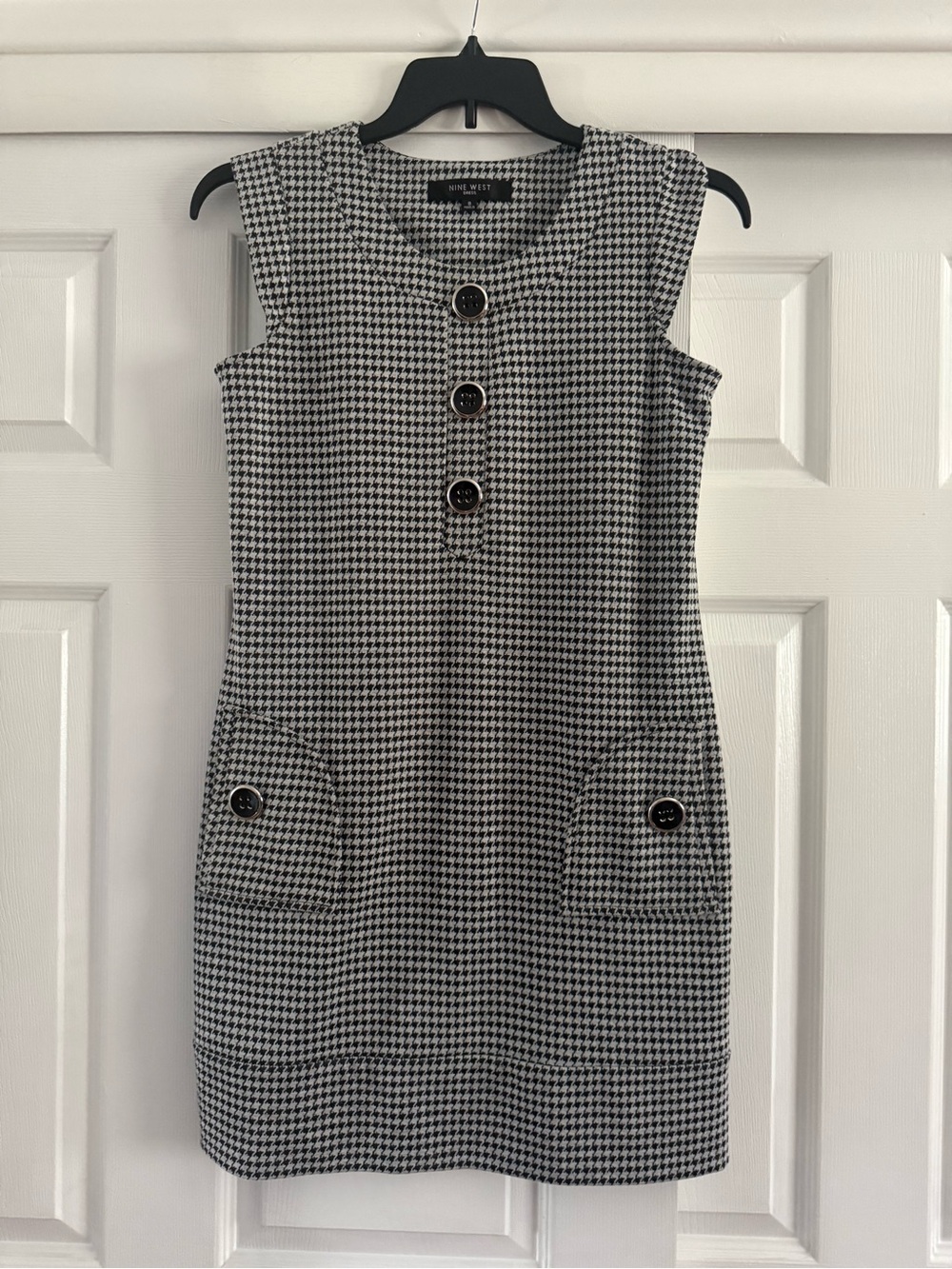 Nine West Houndstooth Shift Dress - Black & White
